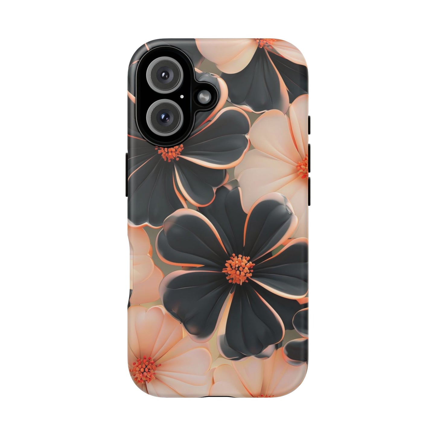 Elegant Black & Peach Floral - Phone Case