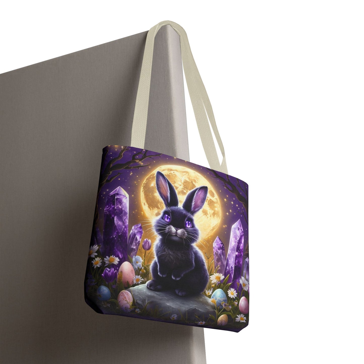Moonlit Bunny with Amethyst Crystals - Tote Bag