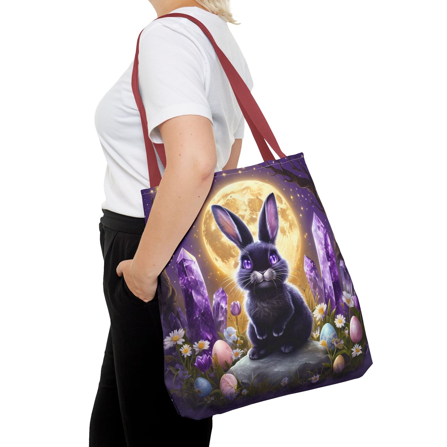 Moonlit Bunny with Amethyst Crystals - Tote Bag