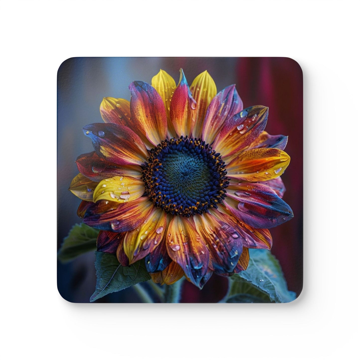 Vibrant Sunflower with Water Droplets - Coaster Set