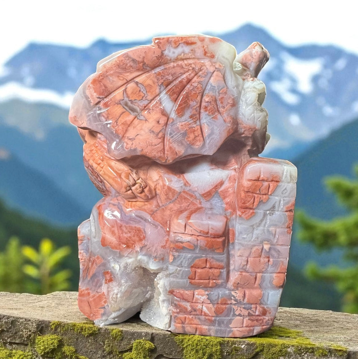 Cotton Candy Agate Dragon & Castle