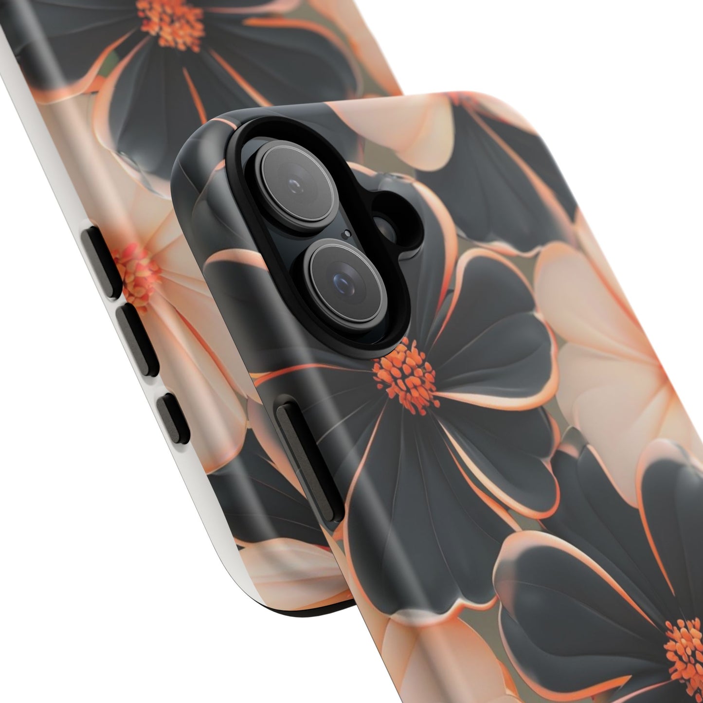 Elegant Black & Peach Floral - Phone Case