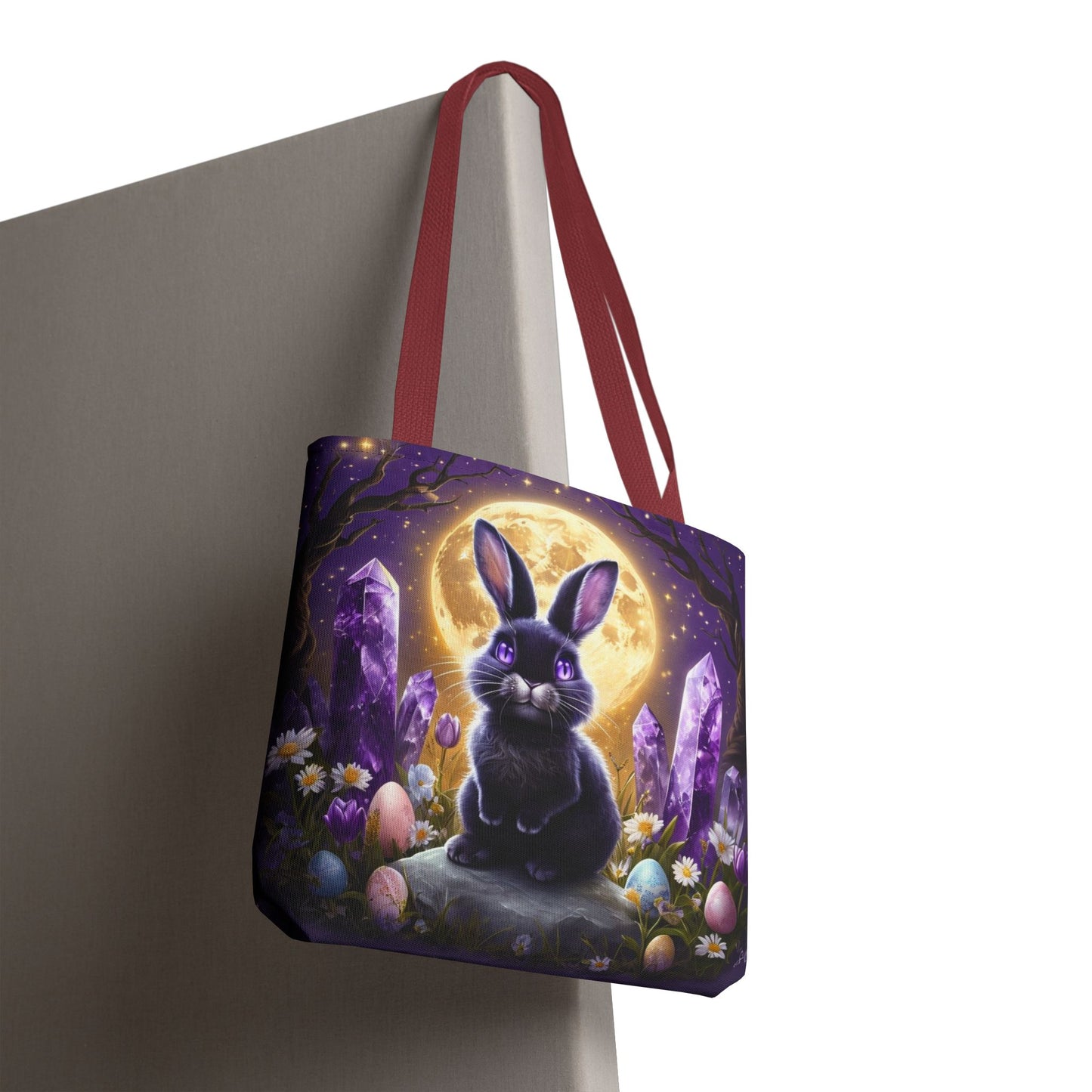 Moonlit Bunny with Amethyst Crystals - Tote Bag