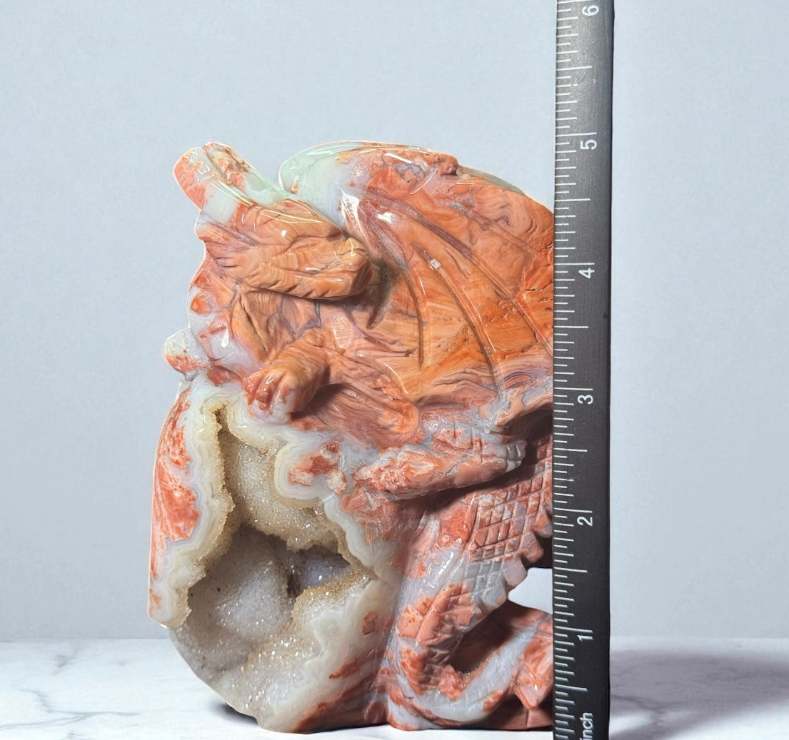 Cotton Candy Agate Dragon & Castle