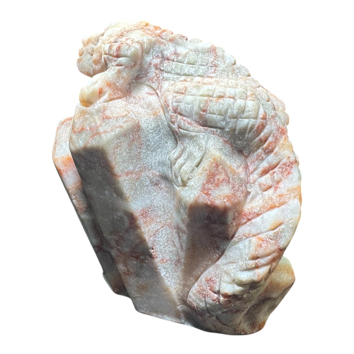 Red Vein Jasper Lizard on Red Vein Jasper Cluster Point