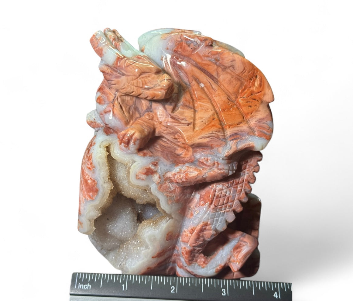 Cotton Candy Agate Dragon & Castle