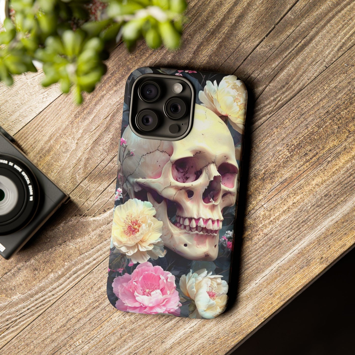Gothic Floral Skull - Phone Case