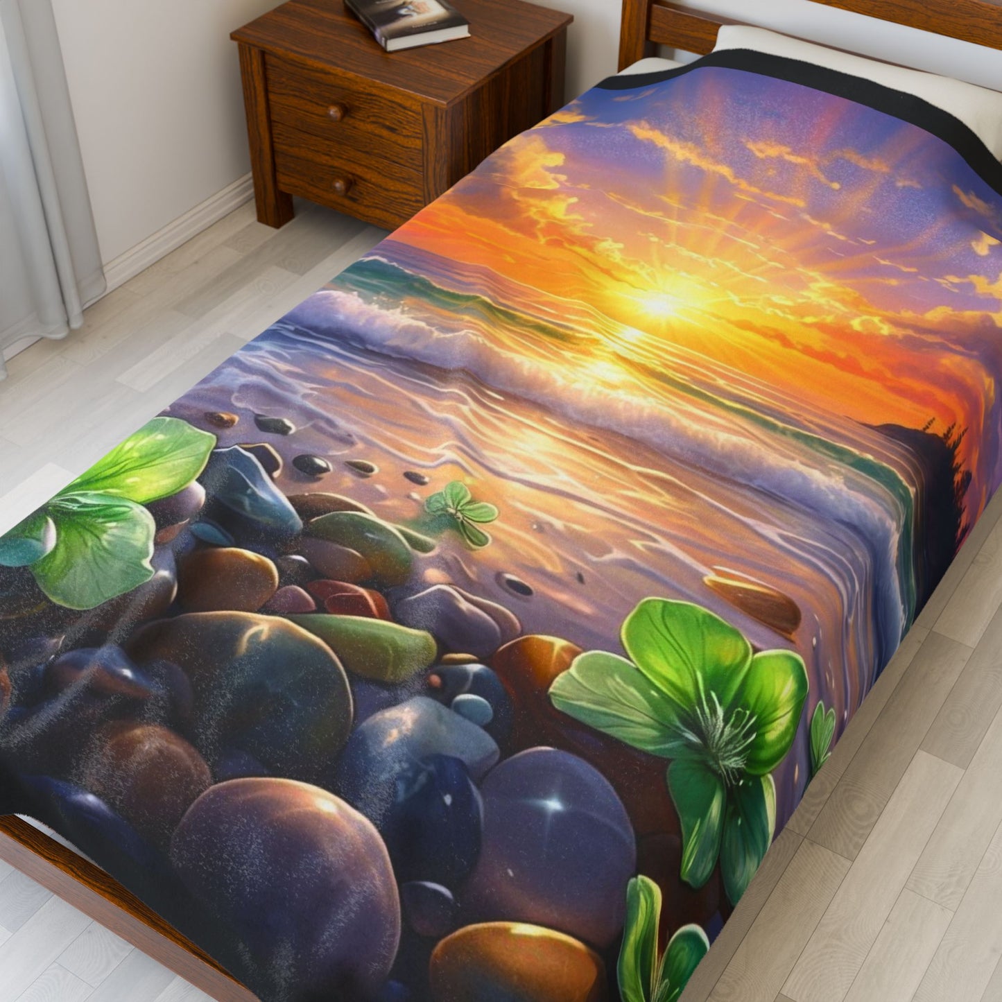 Ocean Sunrise Serenity - Velveteen Plush Blanket