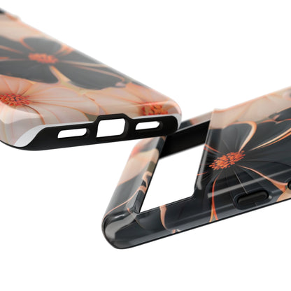 Elegant Black & Peach Floral - Phone Case