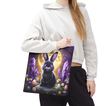 Moonlit Bunny with Amethyst Crystals - Tote Bag