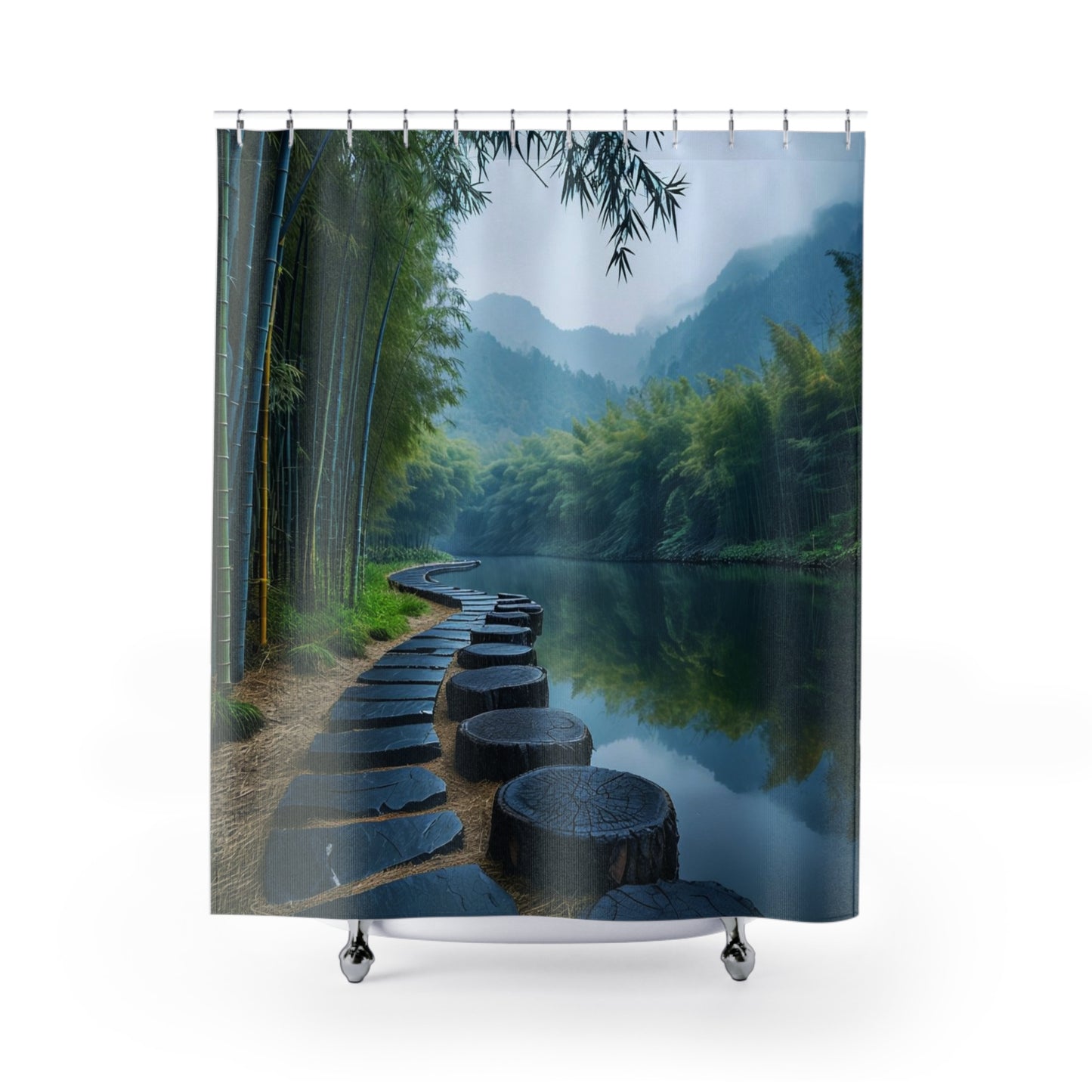 Tranquil Bamboo Forest Path - Shower Curtain