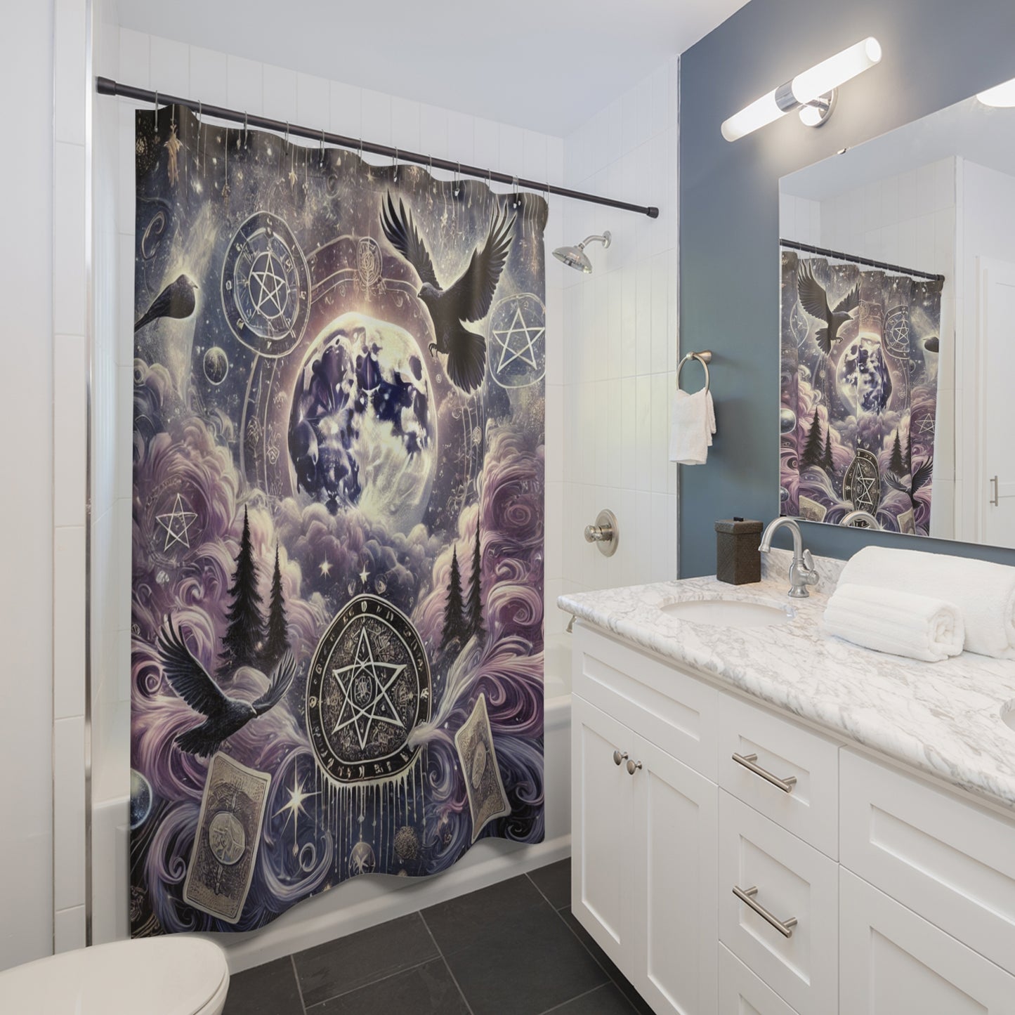 Witchy Tarot & Pentacle - Shower Curtain