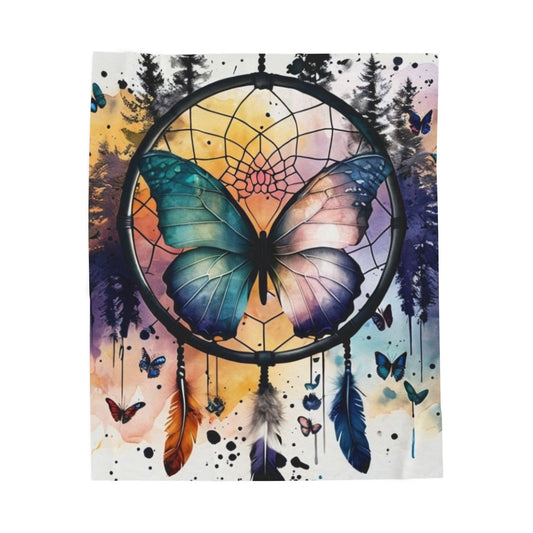 Butterfly Dreamcatcher  - Velveteen Plush Blanket