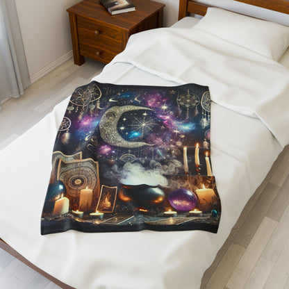 Where Magic Meets Moonlight - Velveteen Plush Blanket