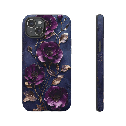 Midnight Purple Floral - Phone Case