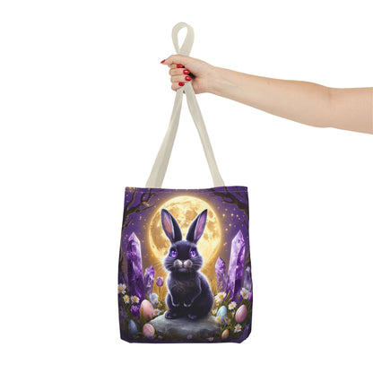 Moonlit Bunny with Amethyst Crystals - Tote Bag