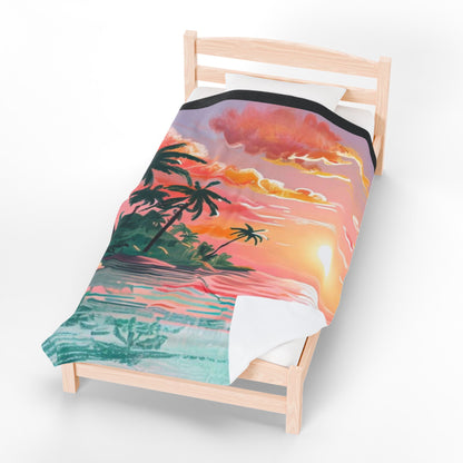 Tropical Sunset  - Velveteen Plush Blanket