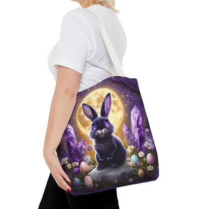 Moonlit Bunny with Amethyst Crystals - Tote Bag