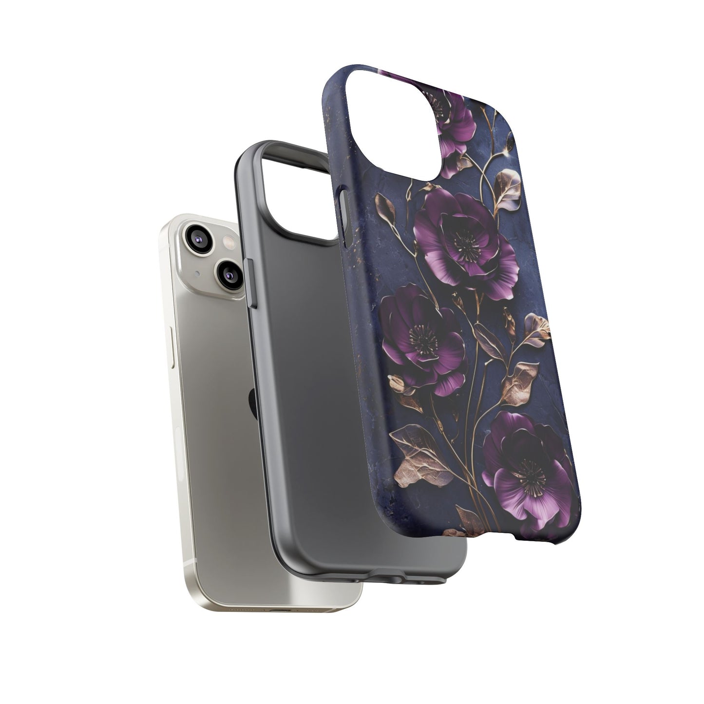 Midnight Purple Floral - Phone Case