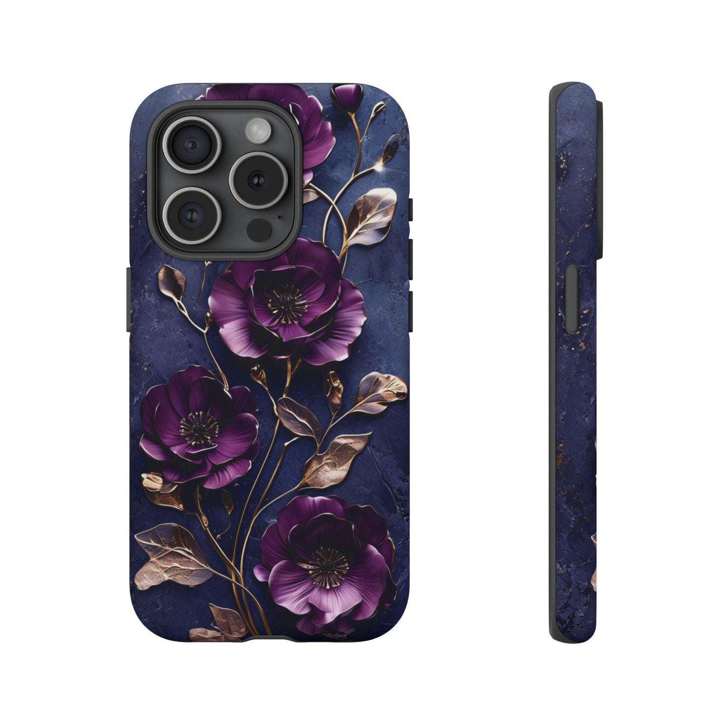 Midnight Purple Floral - Phone Case
