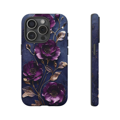 Midnight Purple Floral - Phone Case