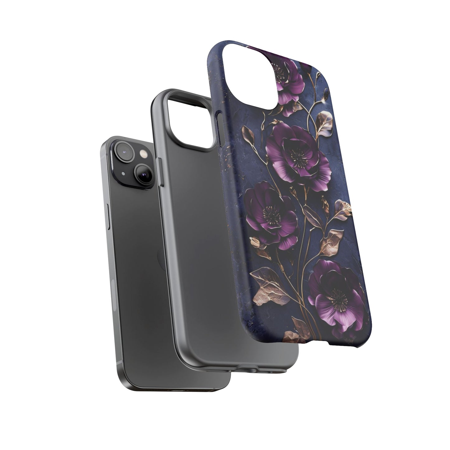 Midnight Purple Floral - Phone Case