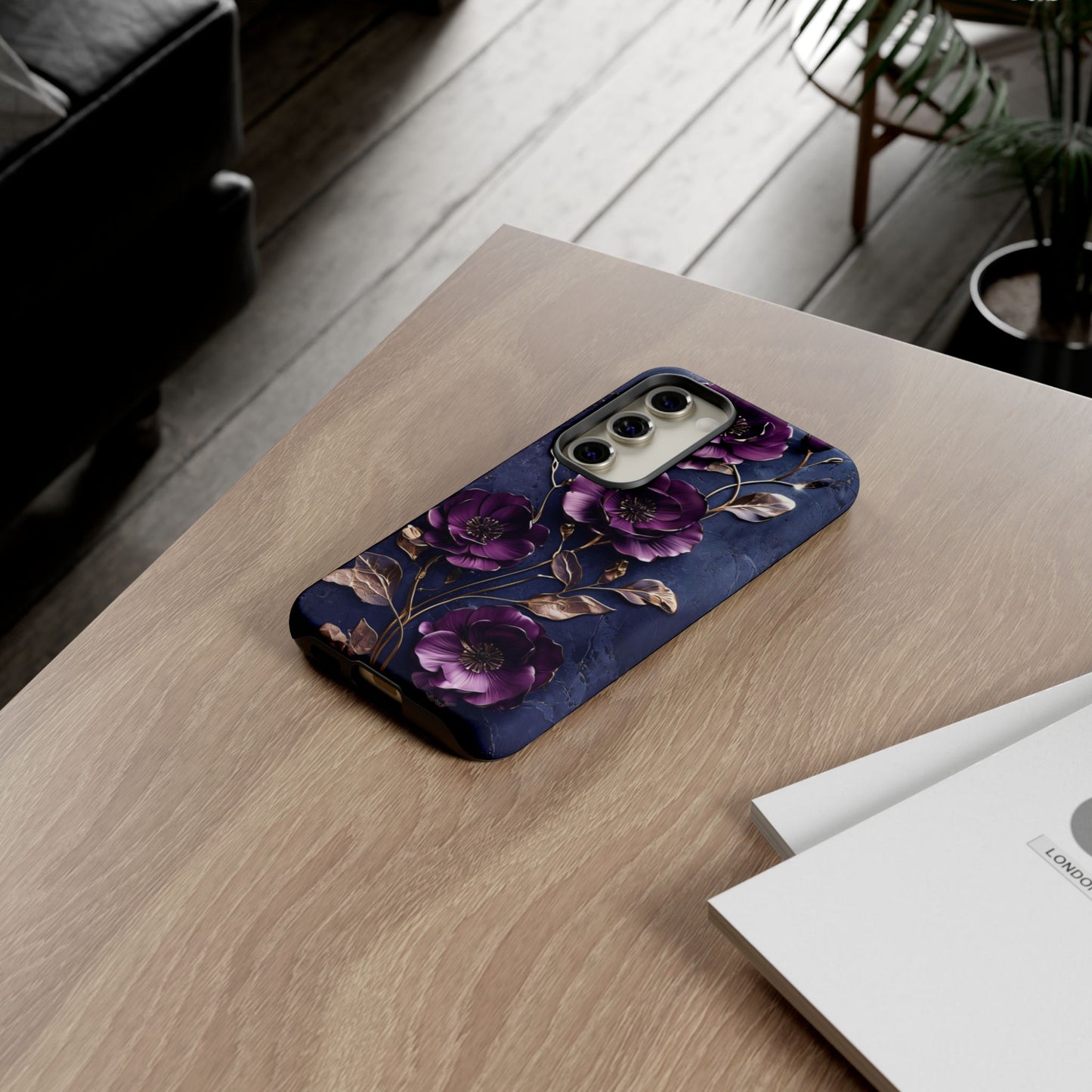 Midnight Purple Floral - Phone Case