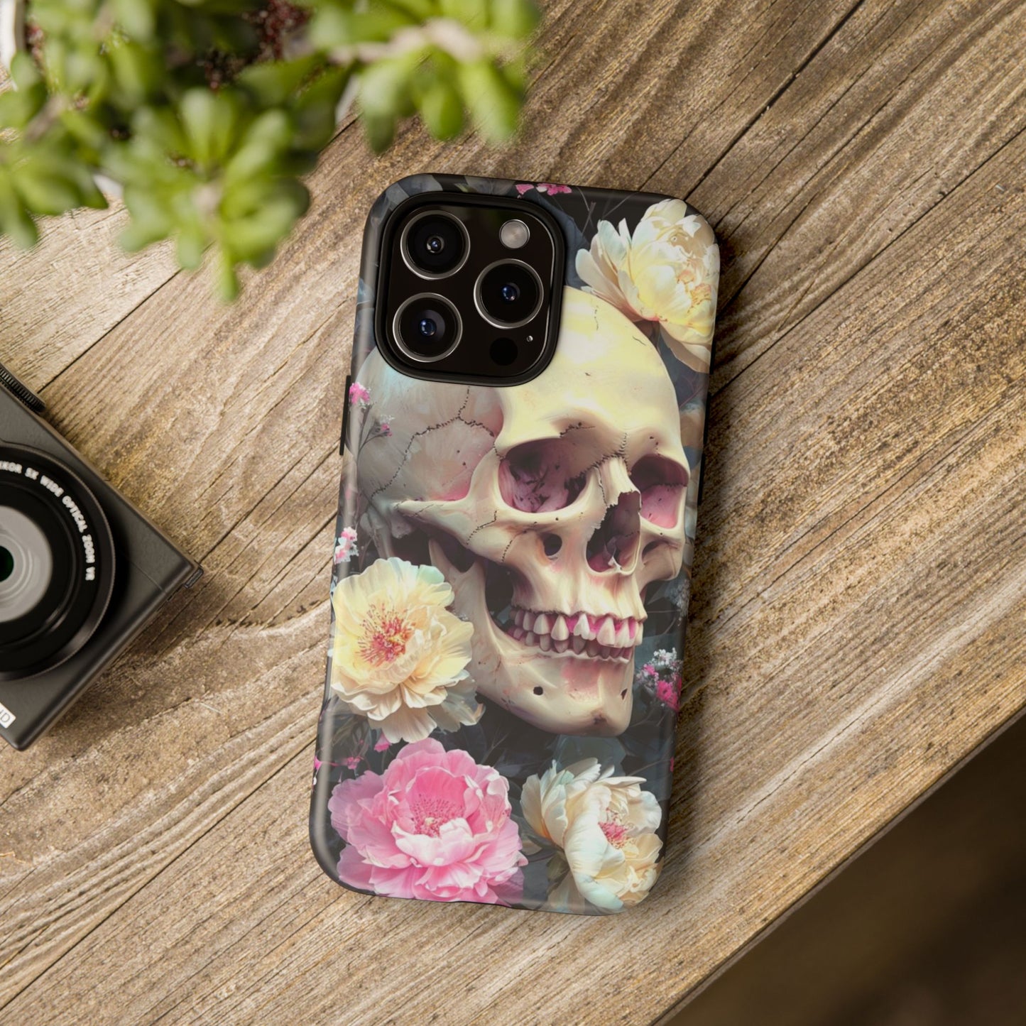 Gothic Floral Skull - Phone Case
