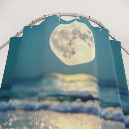 Moonlit Sea Glass Beach  - Shower Curtain