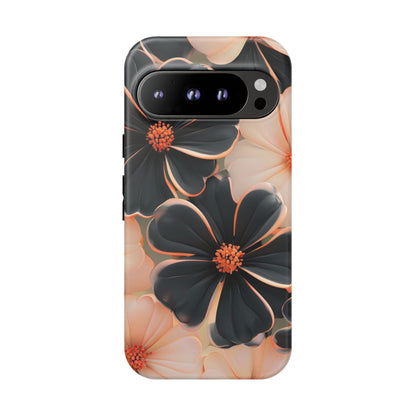 Elegant Black & Peach Floral - Phone Case