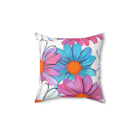 Retro Daisy Dreams  - Polyester Square Pillow