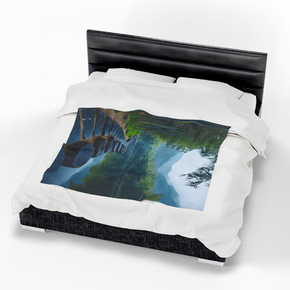 Tranquil Bamboo Path - Velveteen Plush Blanket