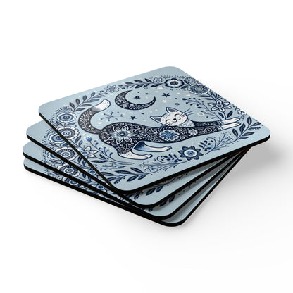 Folk Art Cat - Coaster Set