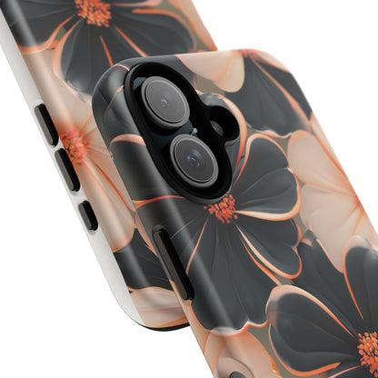 Elegant Black & Peach Floral - Phone Case