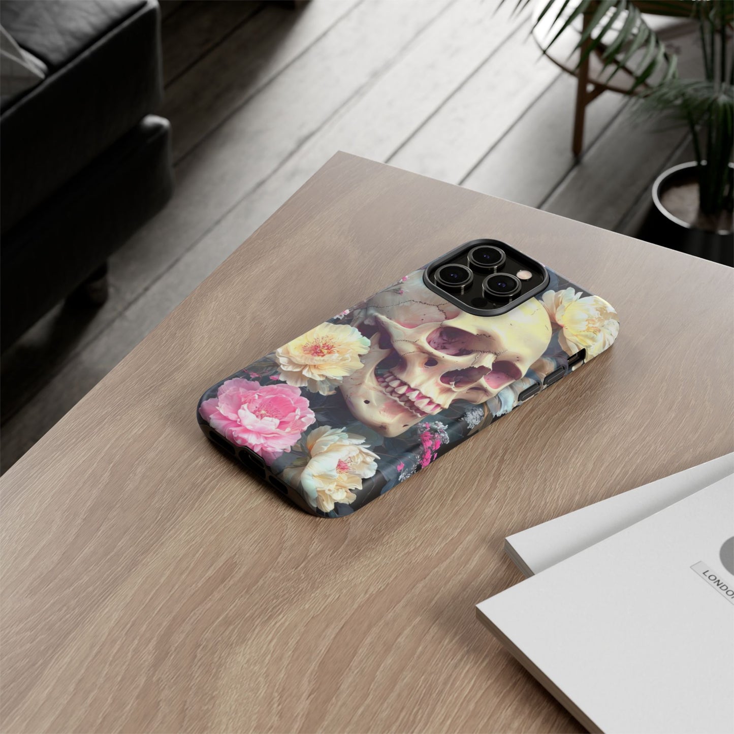 Gothic Floral Skull - Phone Case