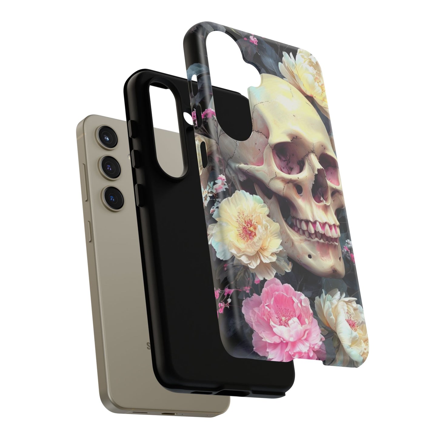 Gothic Floral Skull - Phone Case