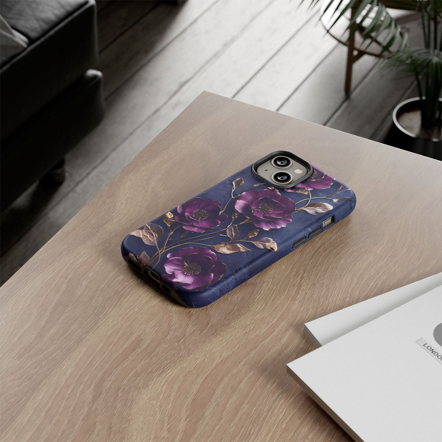 Midnight Purple Floral - Phone Case