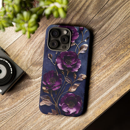 Midnight Purple Floral - Phone Case