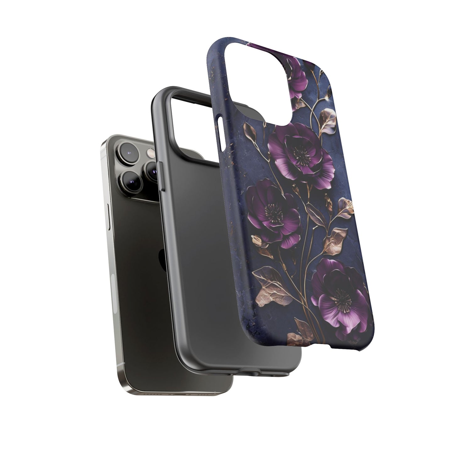 Midnight Purple Floral - Phone Case
