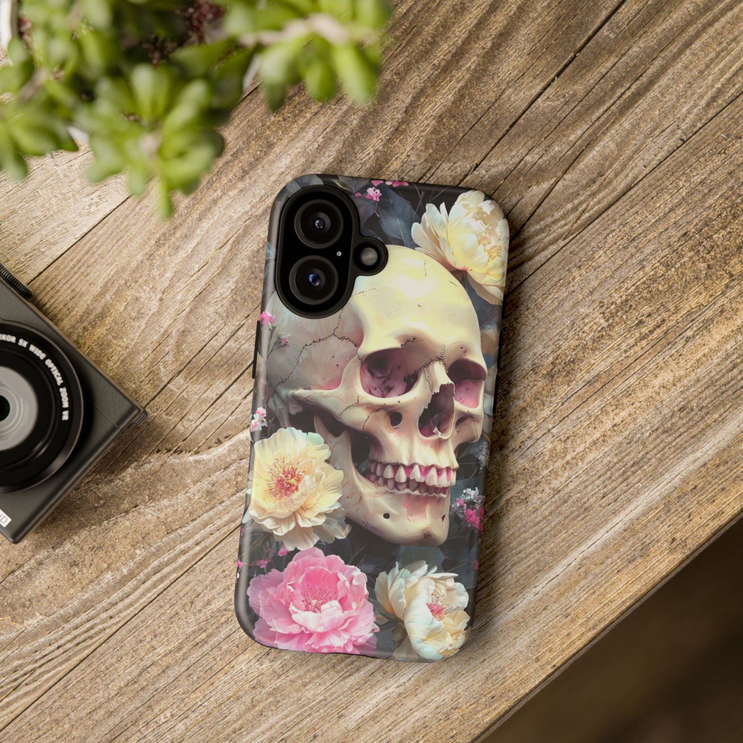 Gothic Floral Skull - Phone Case