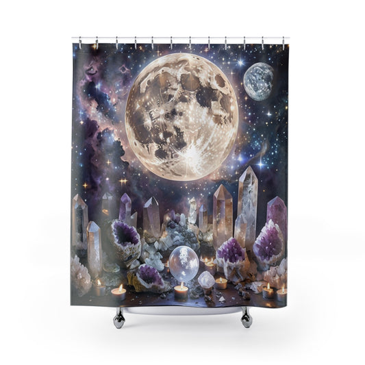 Full Moon & Crystal Energy - Shower Curtain