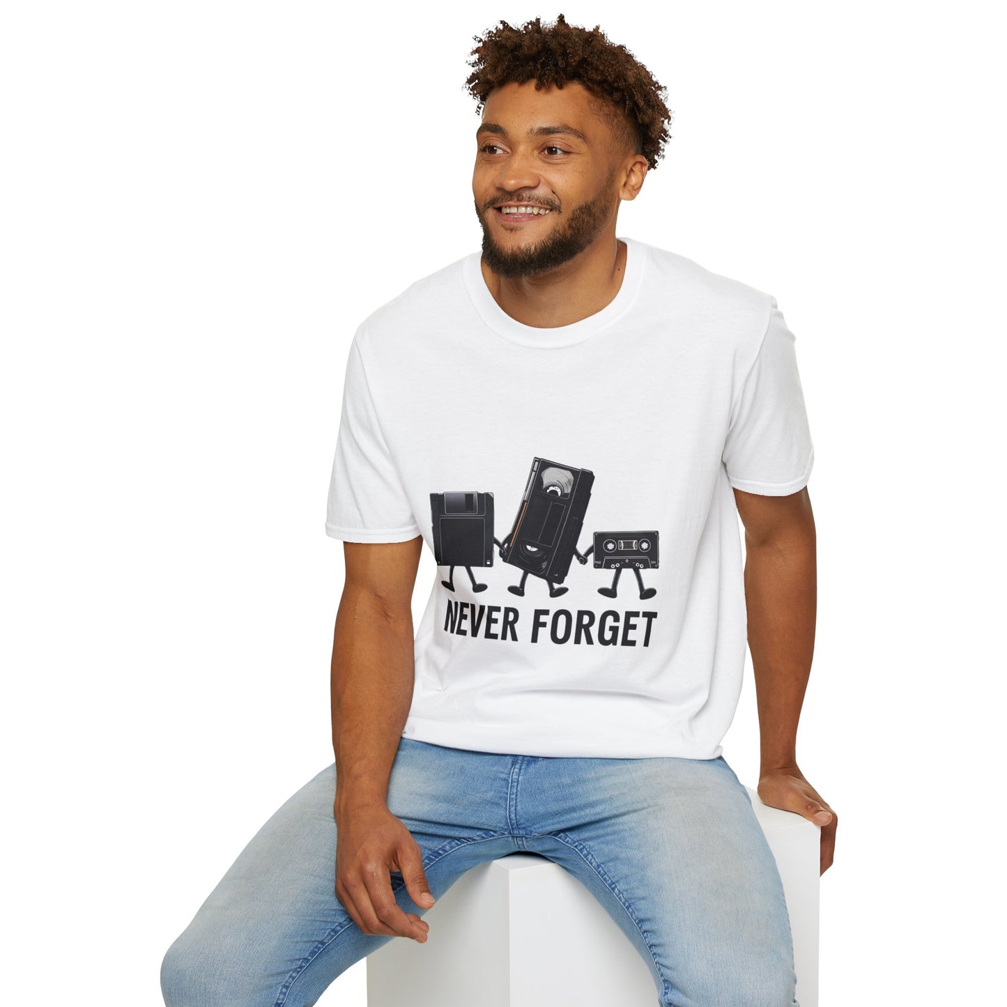 Never Forget Retro Tech - Unisex Softstyle T-Shirt
