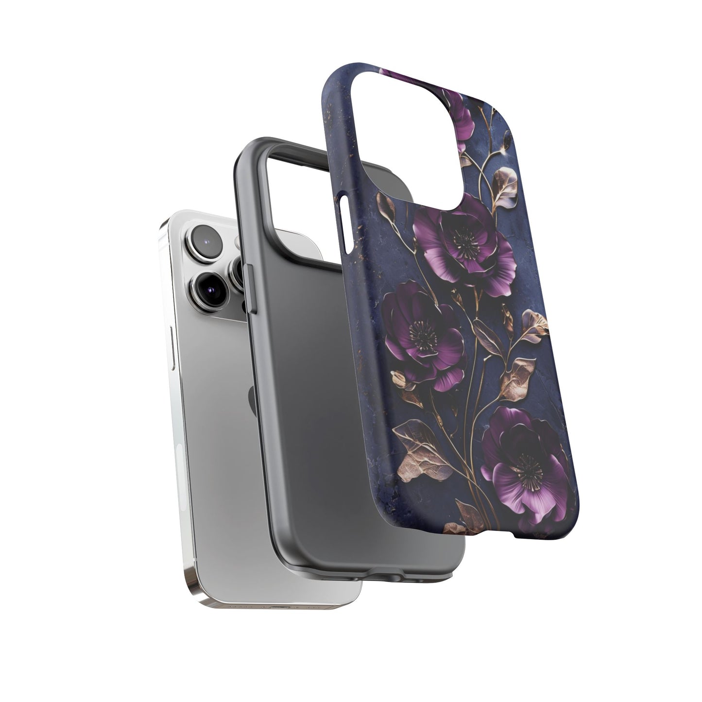 Midnight Purple Floral - Phone Case