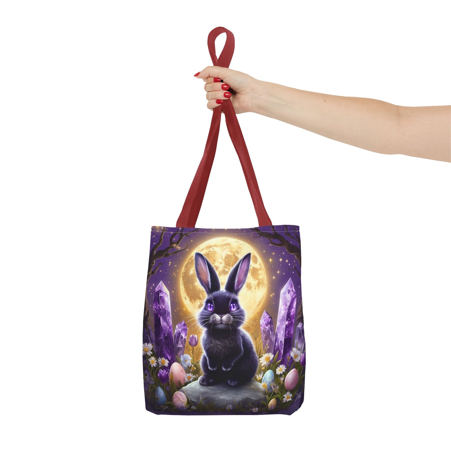 Moonlit Bunny with Amethyst Crystals - Tote Bag
