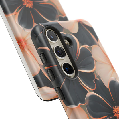 Elegant Black & Peach Floral - Phone Case