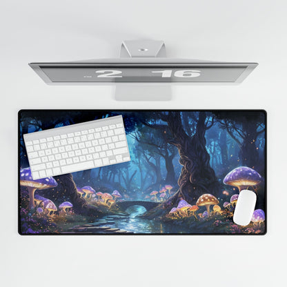 Glowing Purple Mushrooms - Desk Mat