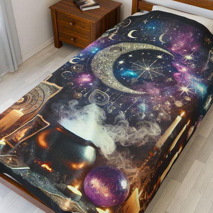 Where Magic Meets Moonlight - Velveteen Plush Blanket
