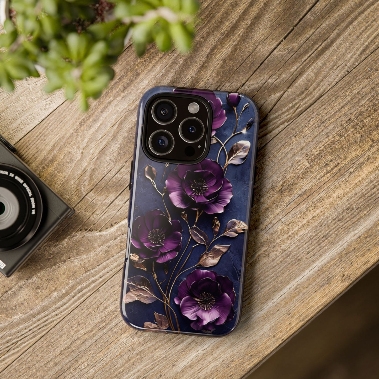Midnight Purple Floral - Phone Case