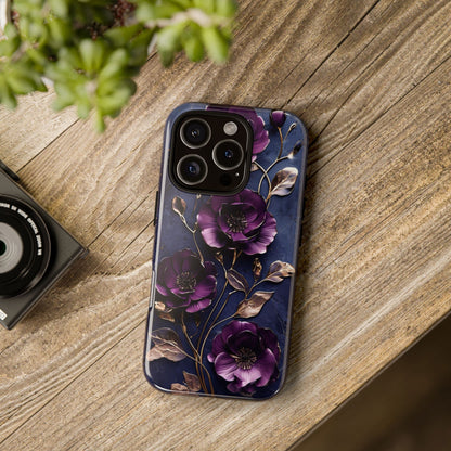 Midnight Purple Floral - Phone Case