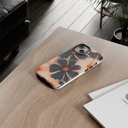 Elegant Black & Peach Floral - Phone Case